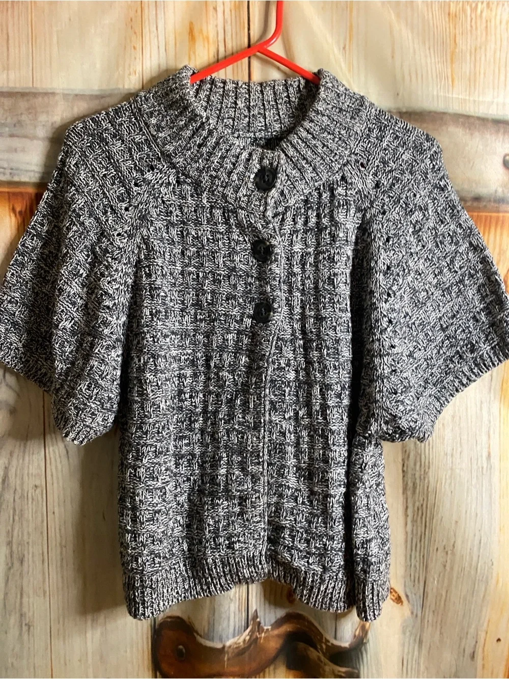 Sonoma Marled Gray Short-Sleeve Chunky Knit Cardigan